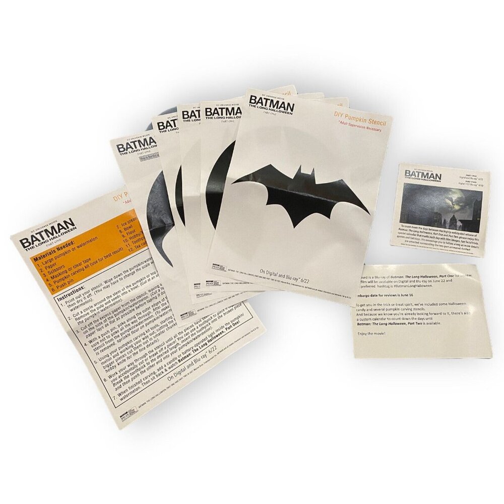 Batman The Long Halloween DVD Blu Ray Promo Press Items Pumpkin Stencils